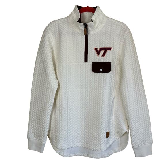Pressbox NWT Sz L NCAA Virginia Tech Hokies Bubble Knit Quarter Zip Pullover - Picture 1 of 14
